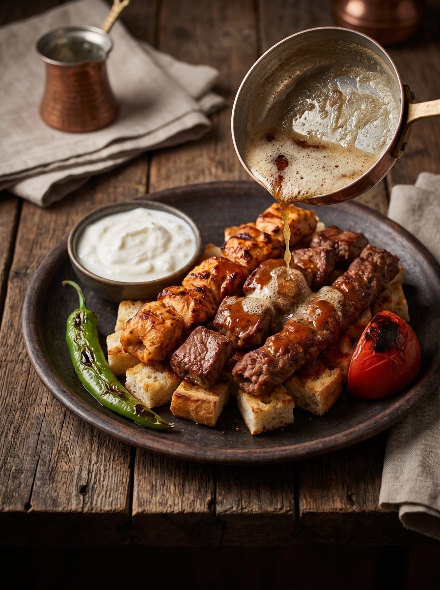 Urfa Iskender mit Joghurt, Tomatensoße und brauner Butter